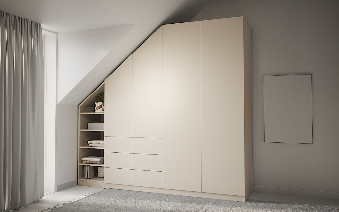 Schrank für Schräge rechts – frei konfigurierbar