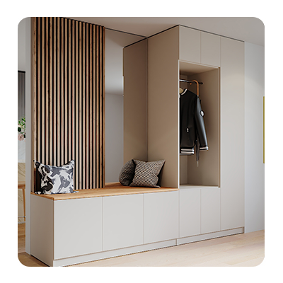 Garderobenset mit Sitzbank und Schrank im Dekor graphit