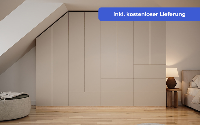creme Dachschrägenschrank