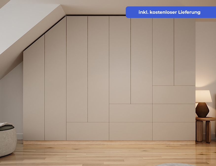 Creme Dachschrägenschrank