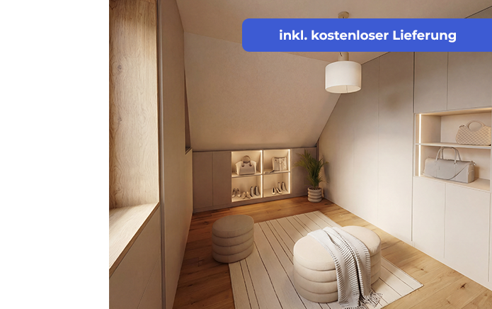 Aktionsbanner Ankleidezimmer unter Dachschräge mit inklusive kostenloser Lieferung Störer