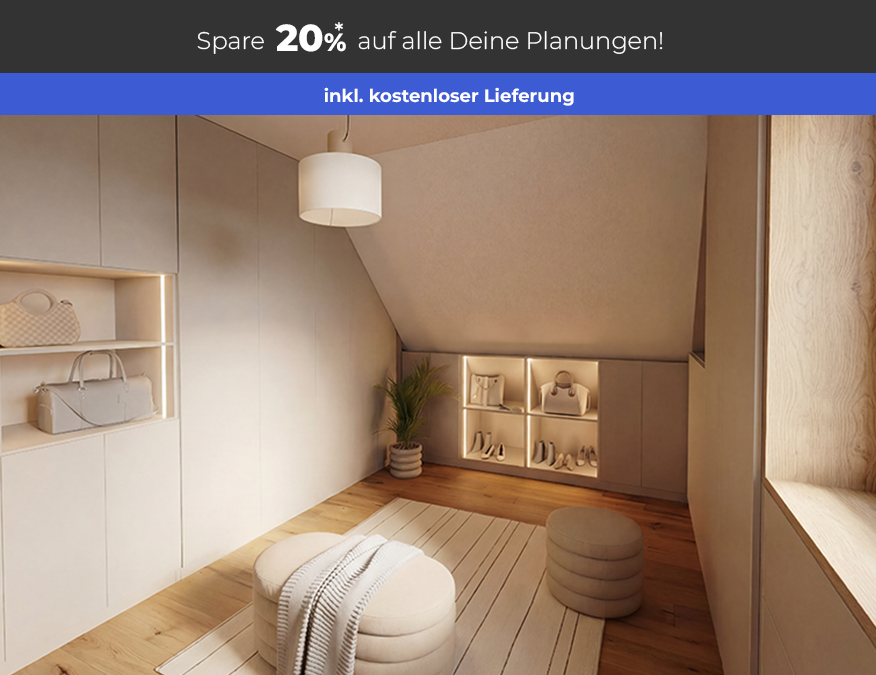 Aktionsbanner Ankleidezimmer unter Dachschräge mit inklusive kostenloser Lieferung Störer