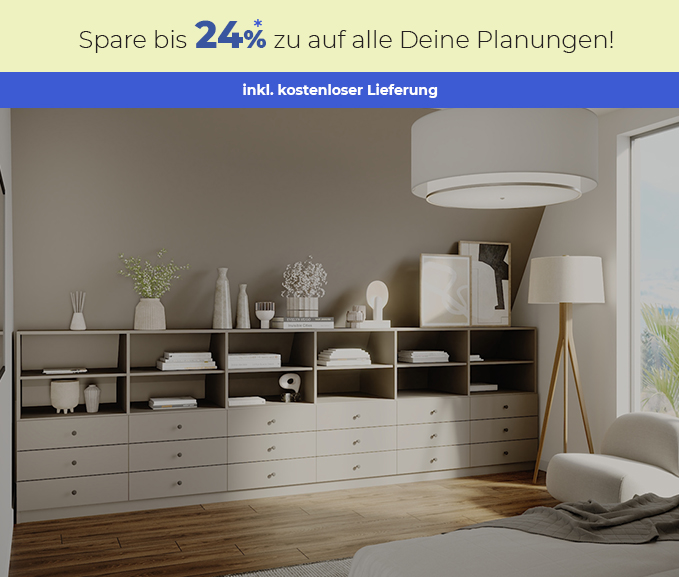 Ankleide mit Eckschränken und Schrank mit Schräge rechts in Beige