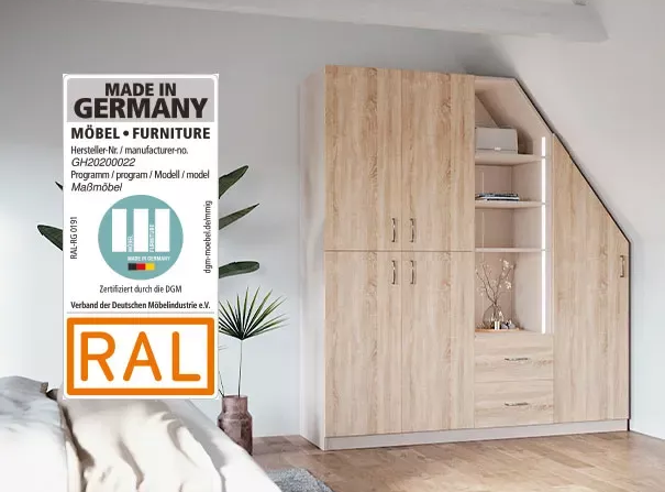 Schrank im Schlafzimmer und das Siegel Möbel made in Germany