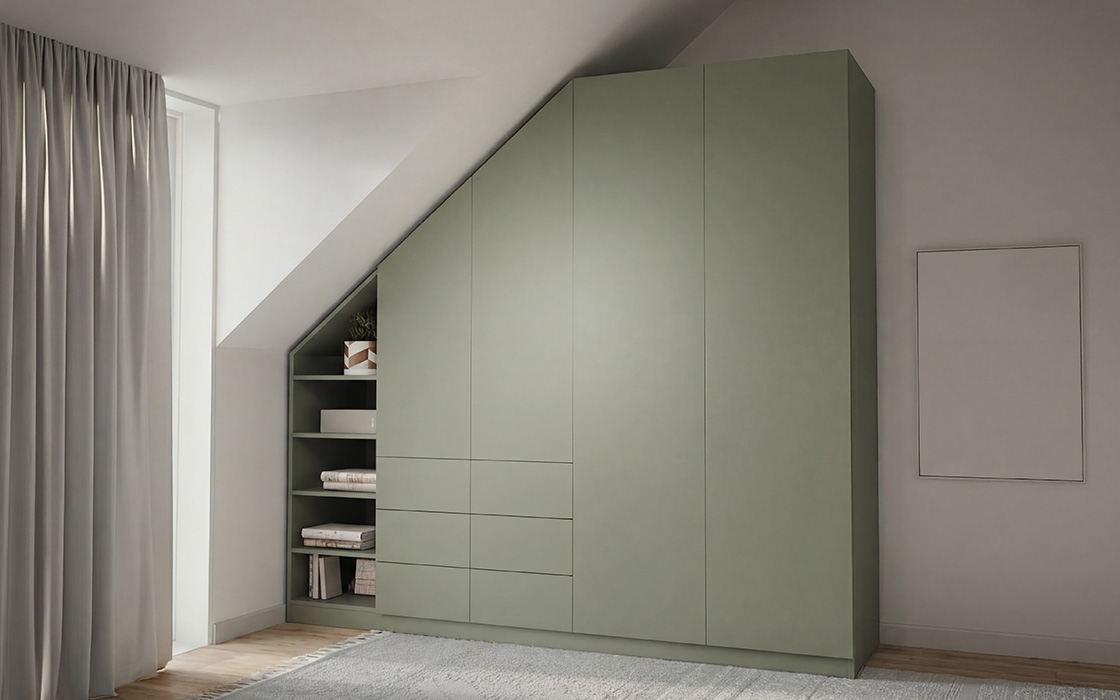 Schrank für Schräge rechts – frei konfigurierbar