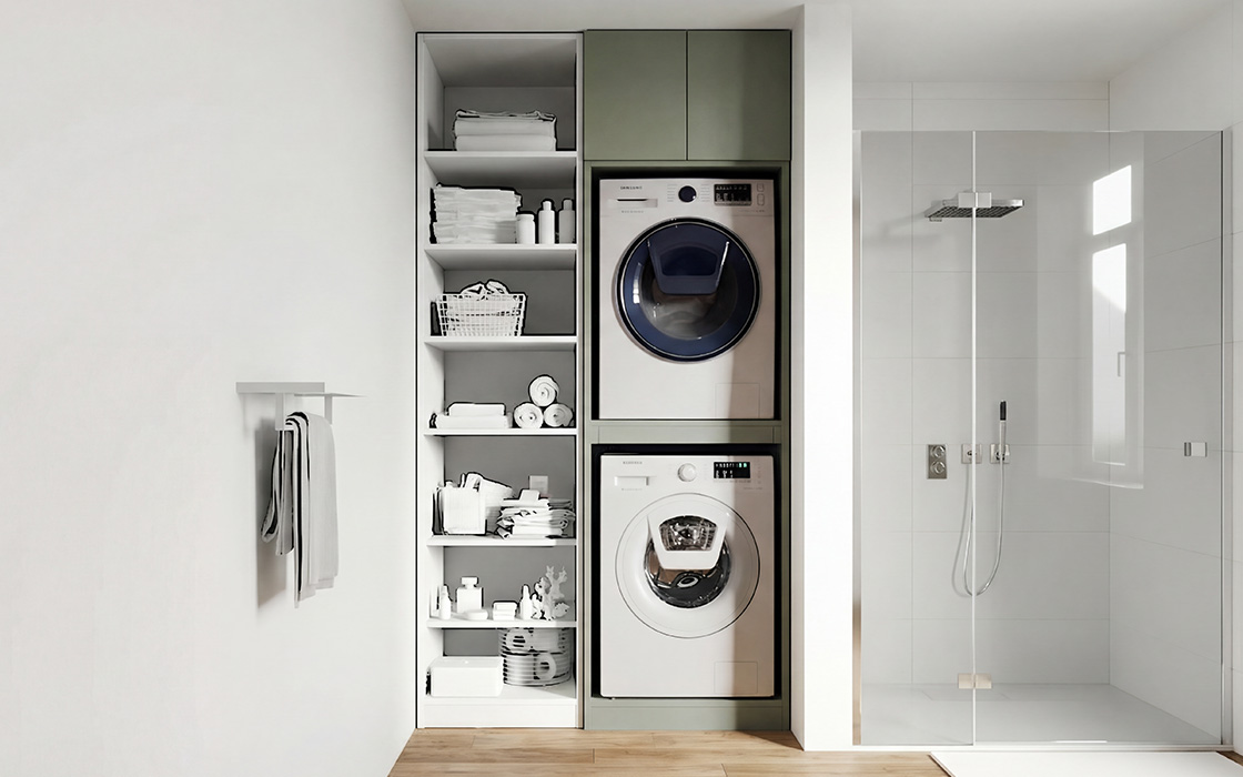 Schrank für Waschmaschine & Trockner – frei konfigurierbar