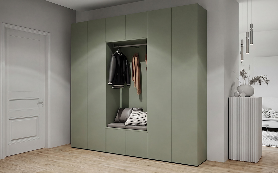 Kompaktgarderobe in Salbei